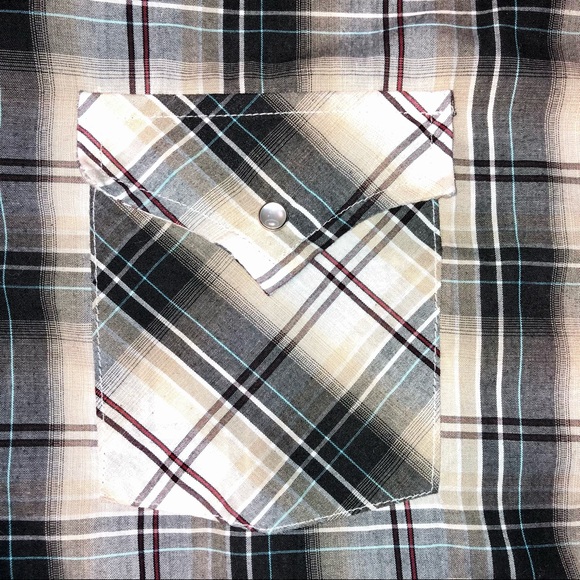 Plains Western Wear White and Cream Long Sleeve Plaid Shirt - Picture 6 of 8